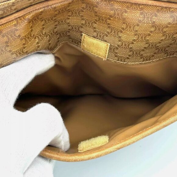 Vintage CELINE Clutch Bag Macadam Pouch Purse PVC Brown 100% Authentic - Picture 7 of 15